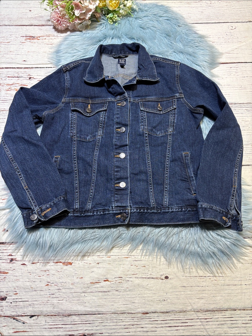 GAP Dark Blue Denim Trucker Jacket sz L